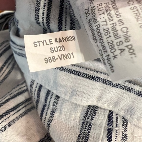 MADEWELL Linen Paperbag Pants White Cotton Dark Baltic Stripe AN839 Size 6 - Picture 15 of 16